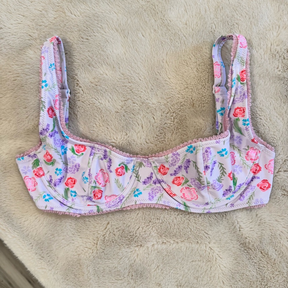 Blackbough Elena Underwire Sweet Spring Floral Bikini Top - Pink, Purple, Blue